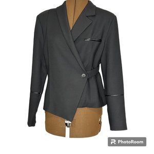 Sarah Pacini Black Wool Blend Asymmetrical Blazer